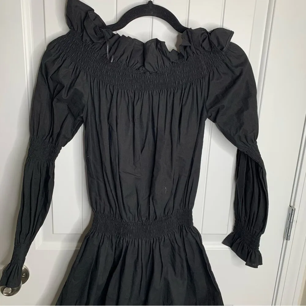 MLM Label off shoulder Vienna black ruffle long sleeves‎ dress small minimalist - Image 11