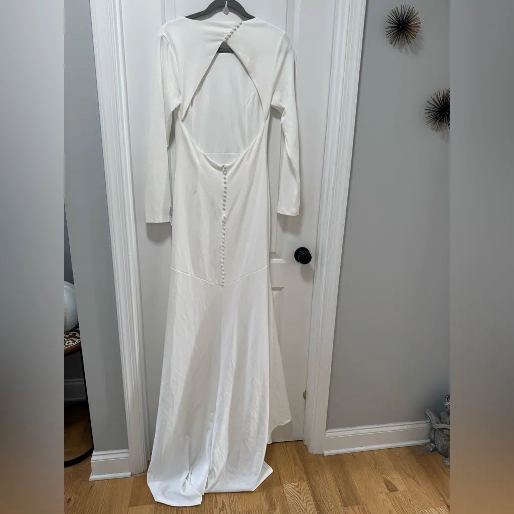 Lulus Eloquent Endearment NWT‎ size Large White Long Sleeve Backless Maxi Dress - Image 14