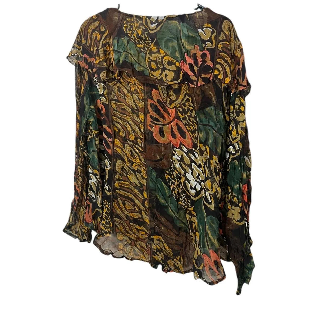 Vintage Something Different Multicolor Sheer‎ 2 Piece Blouse Pants Set 14 Brown - Image 7