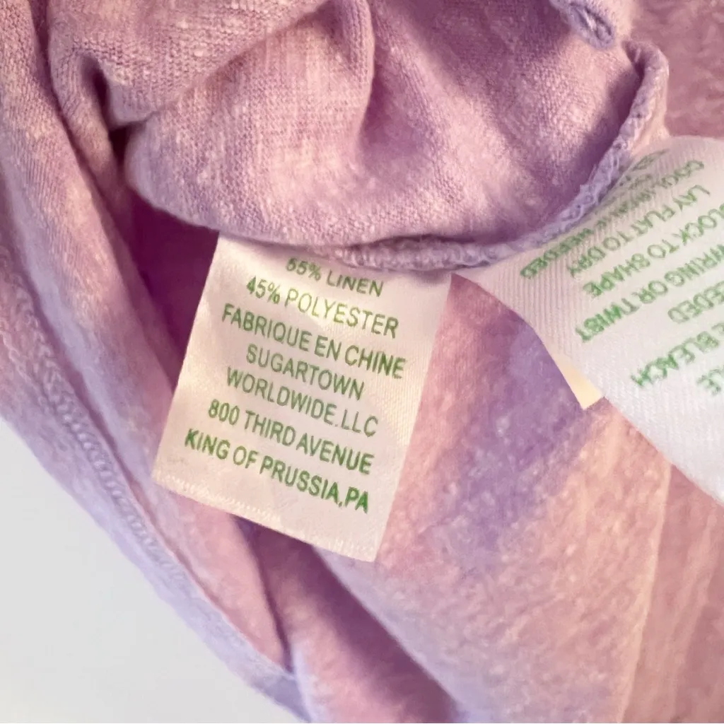 Lilly Pulitzer Purple Linen Blend Short Sleeve top Scoop Neck Button Sleeve XS - Image 8