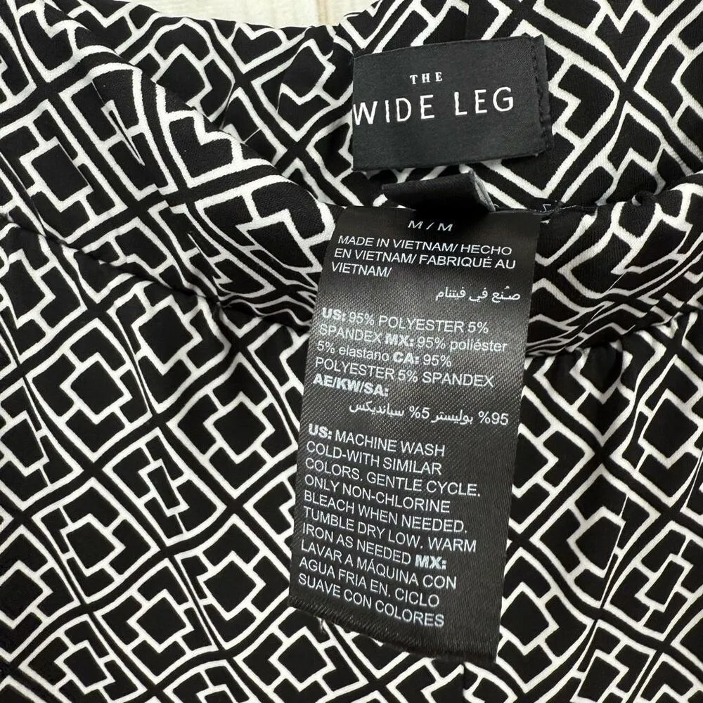 White House Black Market Women’s Medium Black Patterned Wide Leg Pants - Image 4