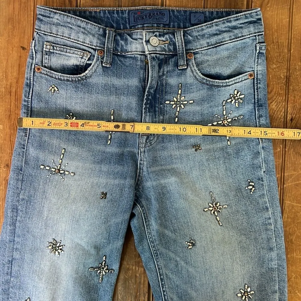 Lucky Brand women’s jeans, slim straight, high waist, Bridgette embellished - Image 5