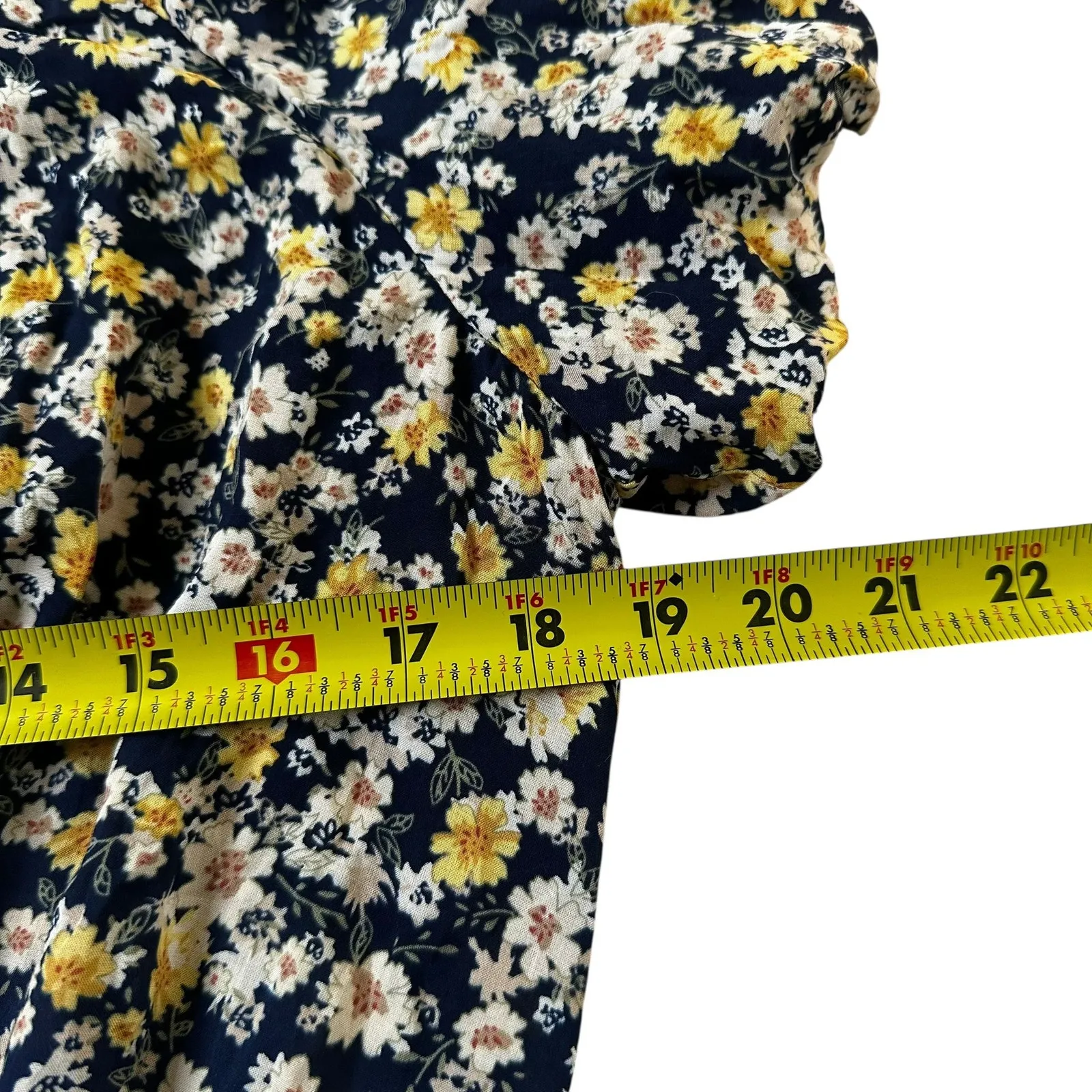 Blu Pepper Blue/Yellow Floral Top Women's Blouse Size Large | 13-23 - Image 6