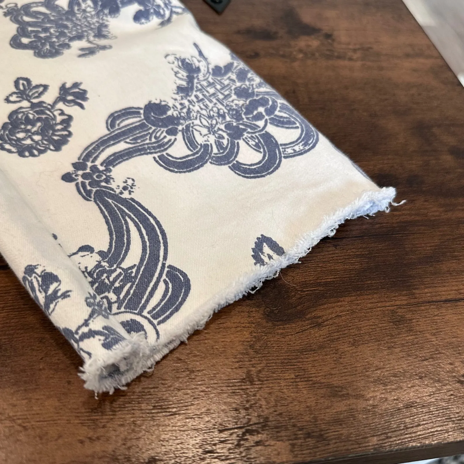 ELLIOTT LAUREN Womens Size 10 Pants White Blue Floral Print Stretch Cotton - Image 10