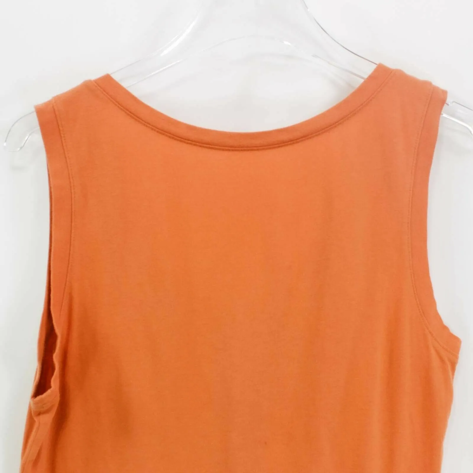 Eddie Bauer Womens Tank Top Orange Scoop Neck Button Ruffles Front 100% Cotton - Image 6