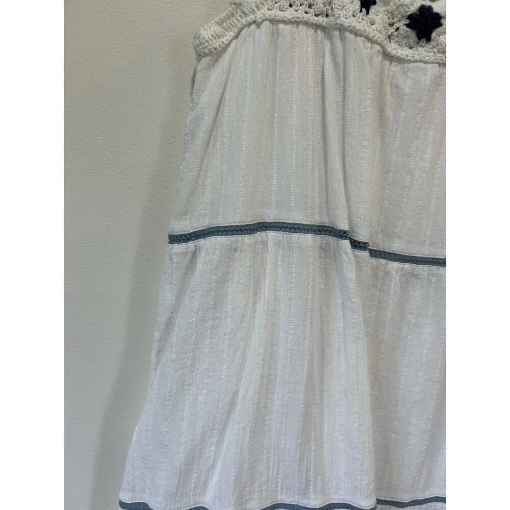 Lucky Brand peasant boho dress size XS white cotton crochet straps - Image 3
