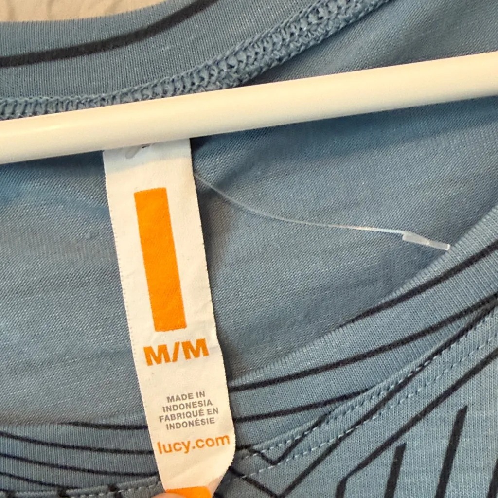 Lucy Geometric Patterned Blue Long Sleeve Top Size M - Image 2