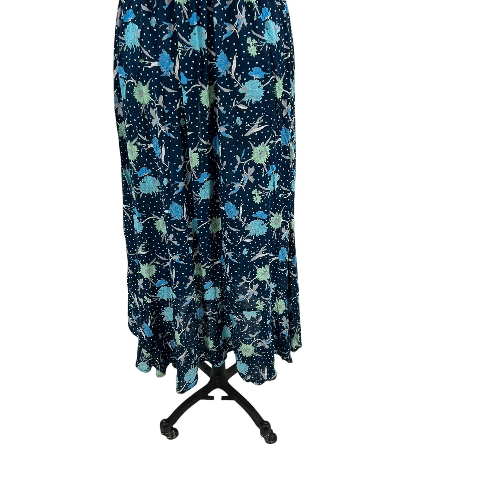 Tiare‎ Hawaii Ryden Maxi Dress Strapless Floral Dot Print Navy Blue One Size - Image 8