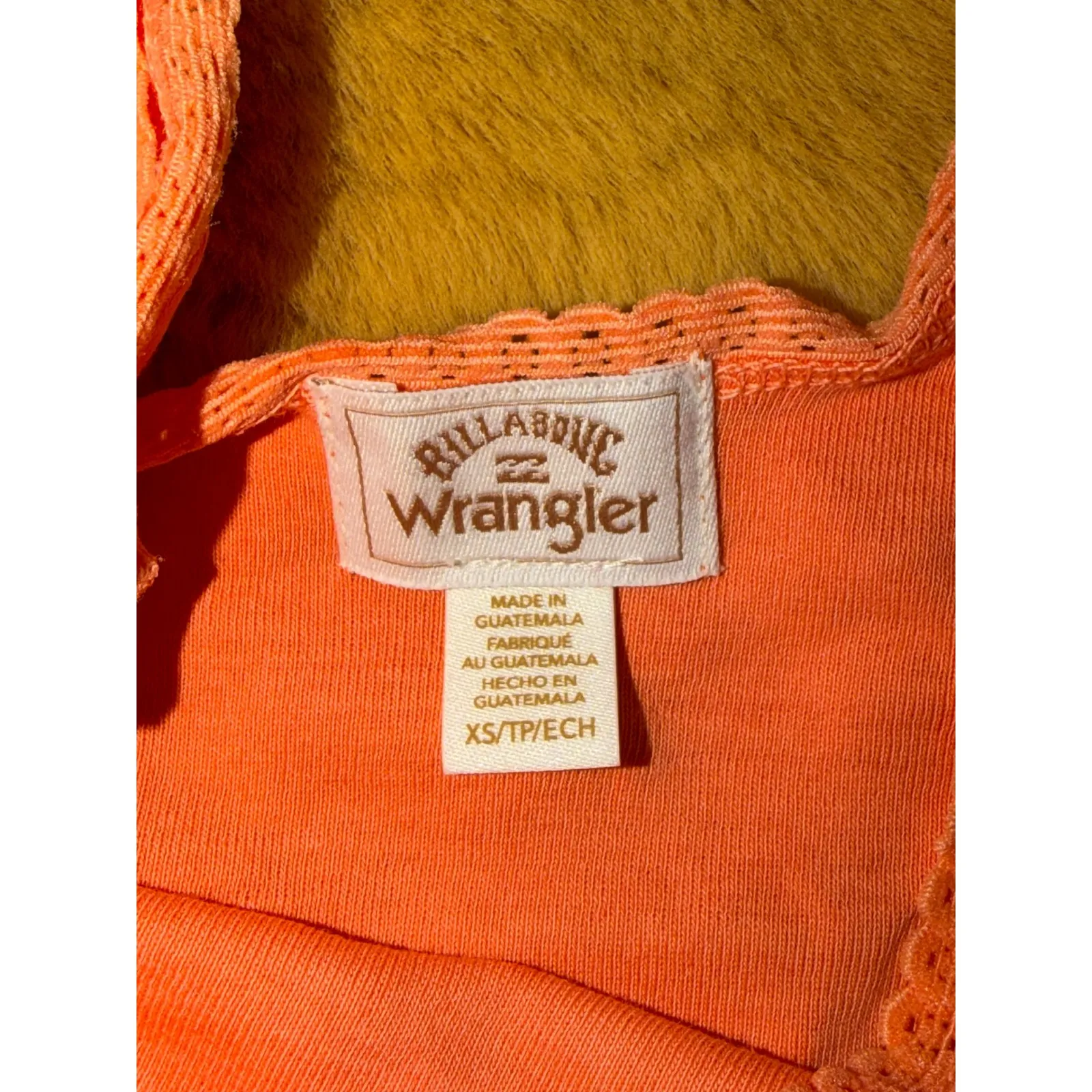 Billabong X Wrangler Women's Orange Surf Out West Tank Top, Size XS/6, NWT - Image 7