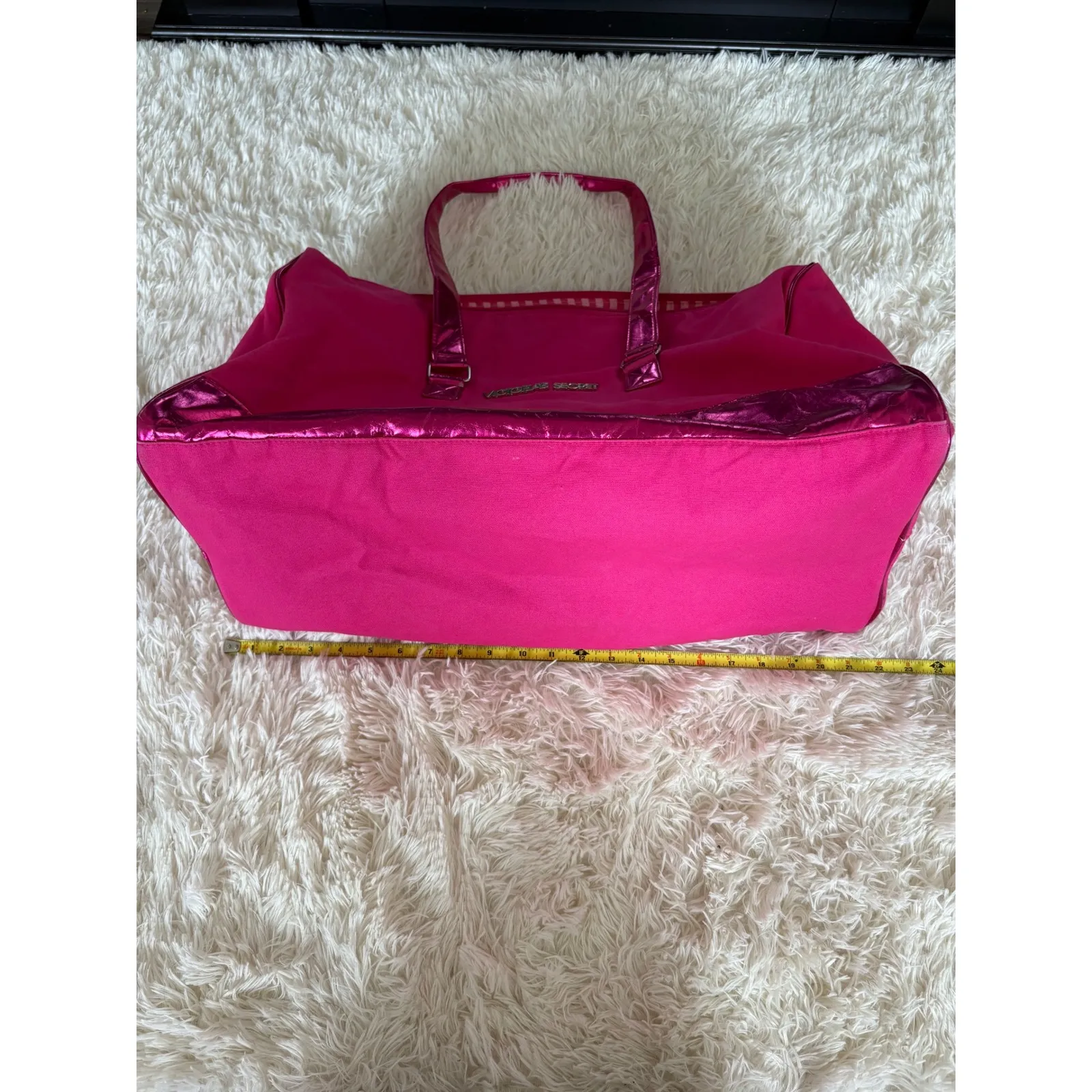 Victoria's Secret Pink Travel‎ Duffel Bag Metallic Trim Gym Weekend Carry On - Image 7