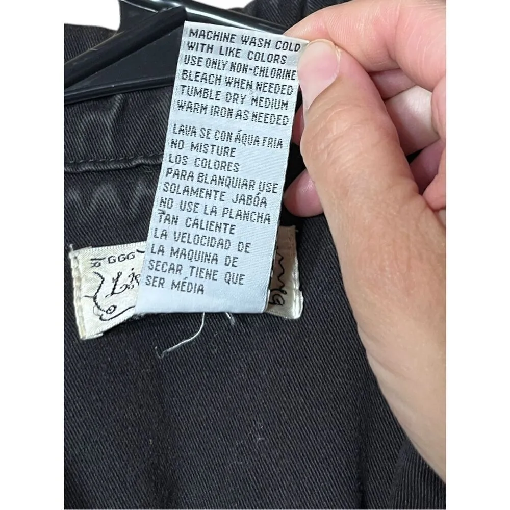 Live a Little Y2K Black Denim Jacket Blazer Raw Hem Frayed‎ Goth Punk Size M - Image 6