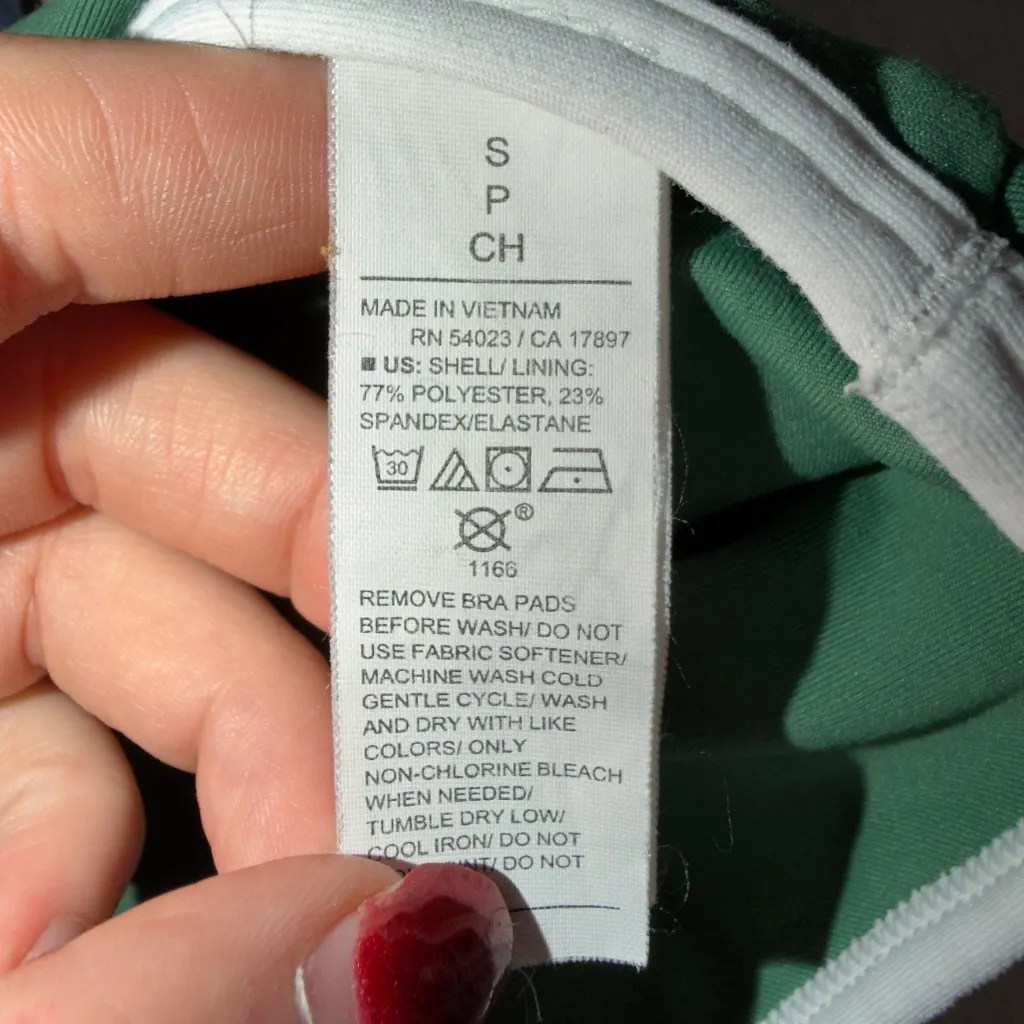 Old Navy Active Medium Support Go Dry PowerSoft Sports Bra Green White Trim - Image 4