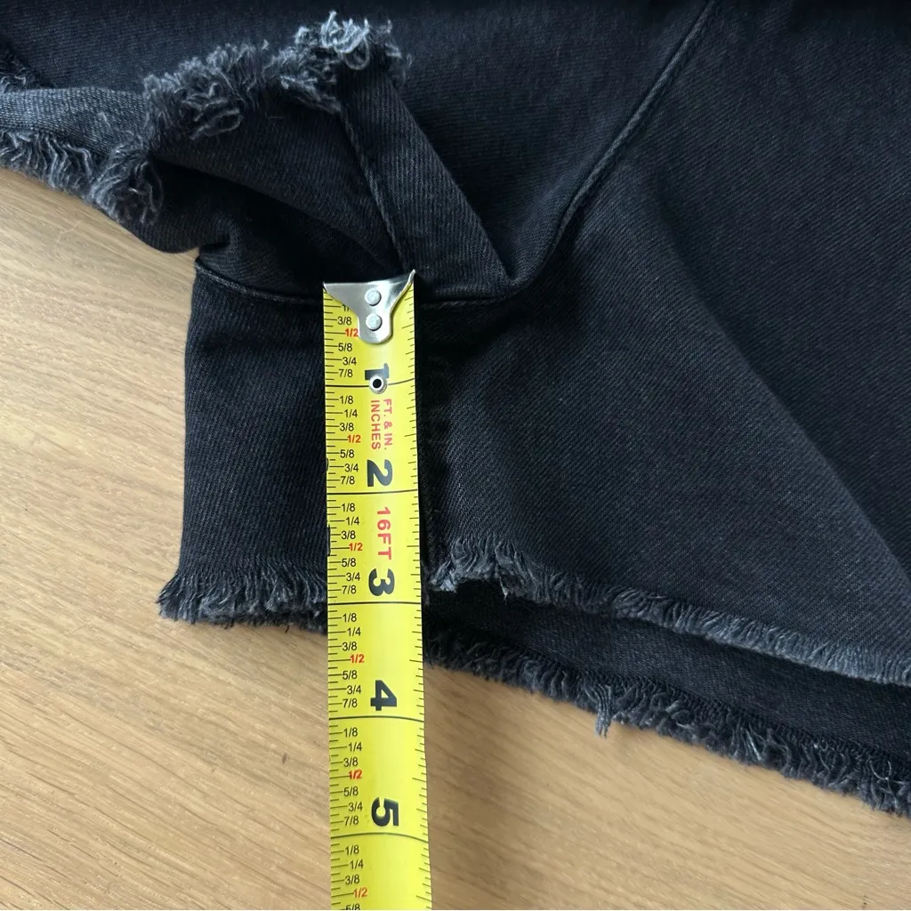 Zara Black Denim 100% Cotton Skort L 3 Button High Rise Indie 90s Shorts Skirt - Image 9