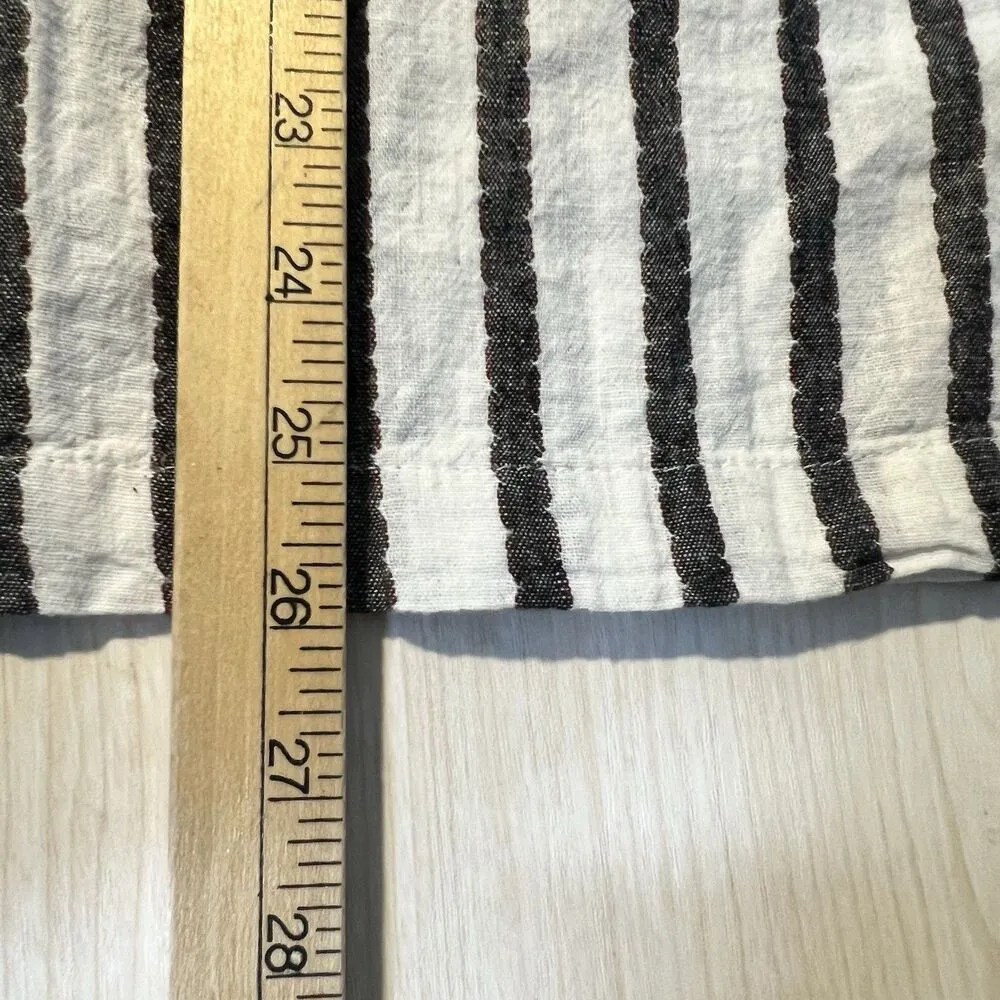 St Tropez West Womens M Linen Blend Pants Striped Relaxed Vacation Cruise Beach White Size M - Image 8