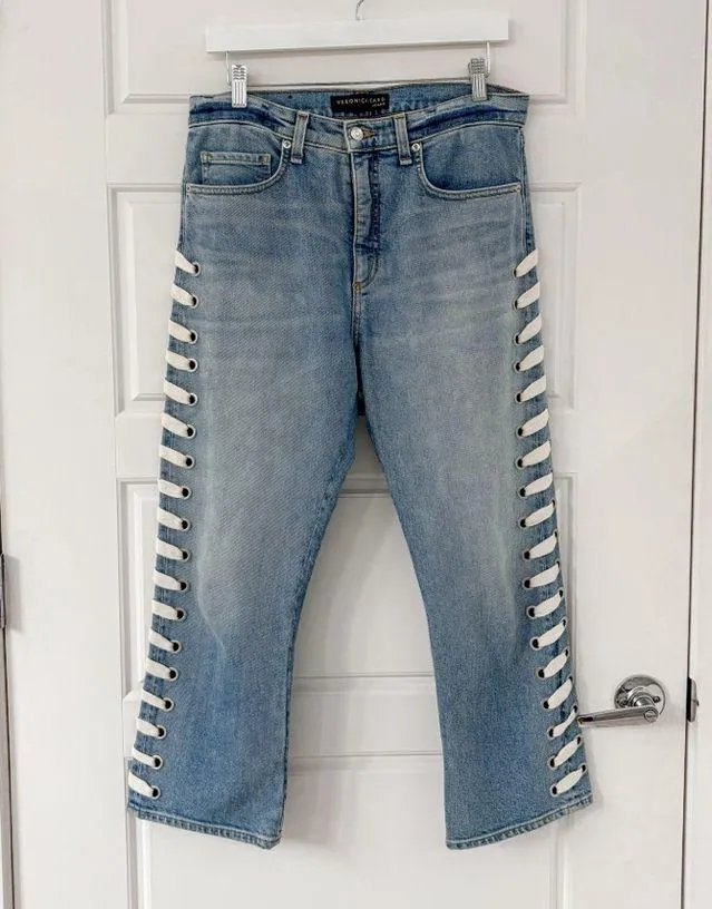 Veronica Beard Jeans Ines Girlfriend Lace Up Surfside - Image 4