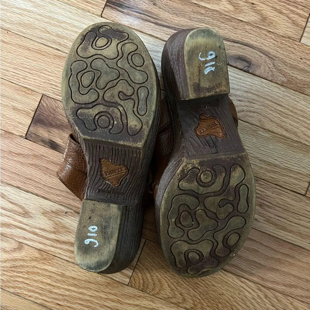 Born Pollina Platform Mules Clogs Brown Woven Leather Size 10 - Image 11