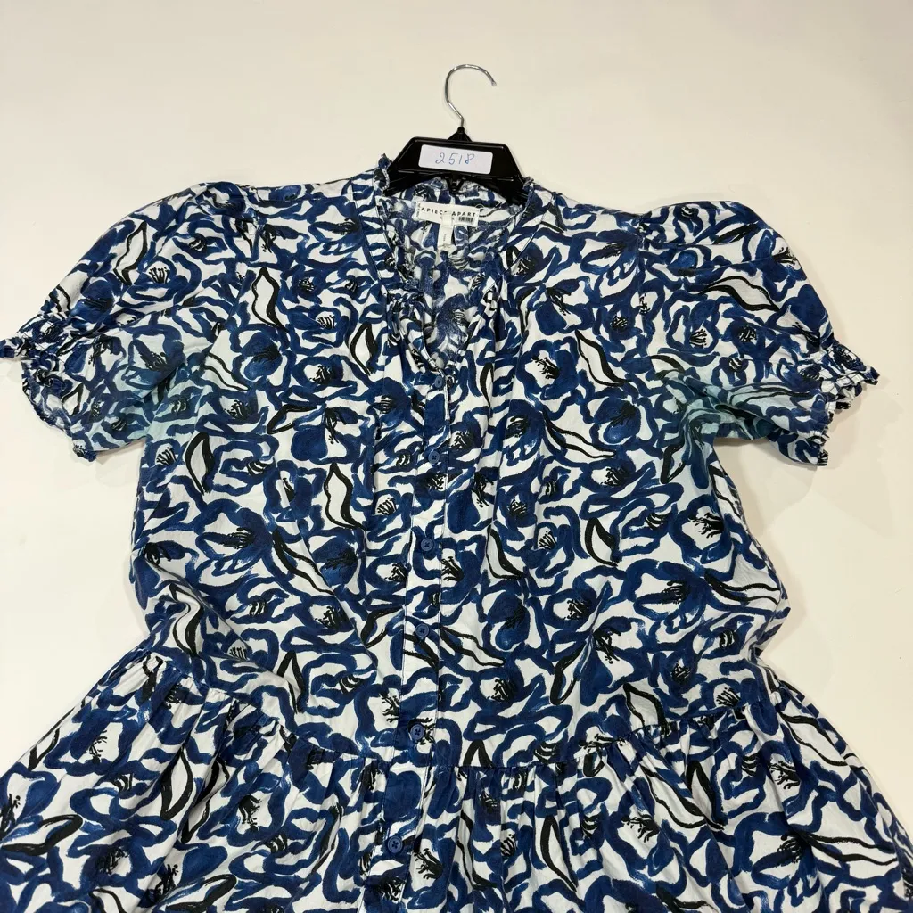APIECE APART Blue White Floral
Cotton Las Alturas Mini Dress
Size Large - Image 4