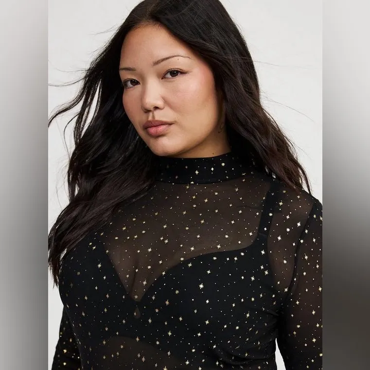 Torrid Mesh Mock Neck Long Sleeve Top NWT - Image 9