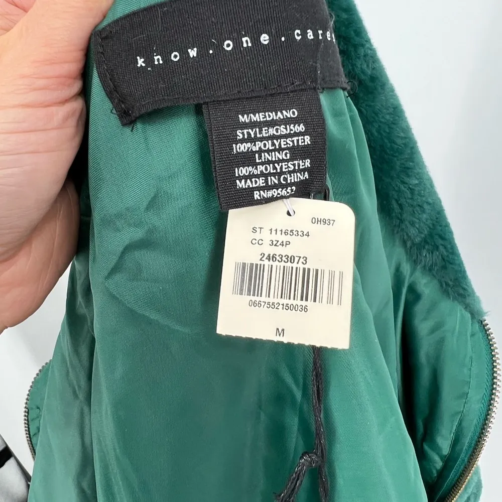 Victoria Secret Know One Cares Faux Fur Green  Jacket Size Medium NWT - Image 8