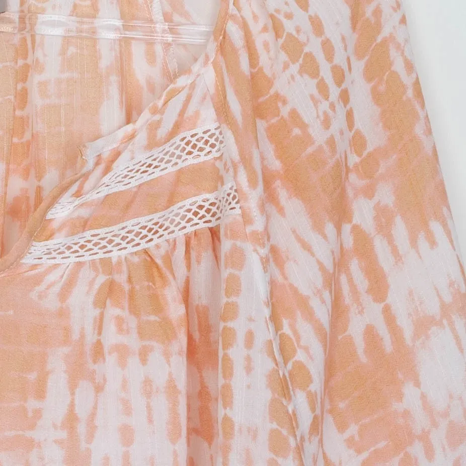 Como Vintage Womens Tie Dye Lace Detail Blouse Size 3X Beachy Boho Cottagecore - Image 4