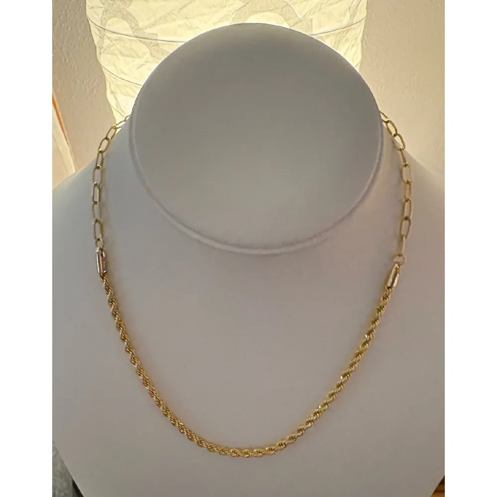 NEW‎ 14k Yellow Gold S925 Chain Paperclip Necklace Rope Style Jewelry, 16 - Image 2
