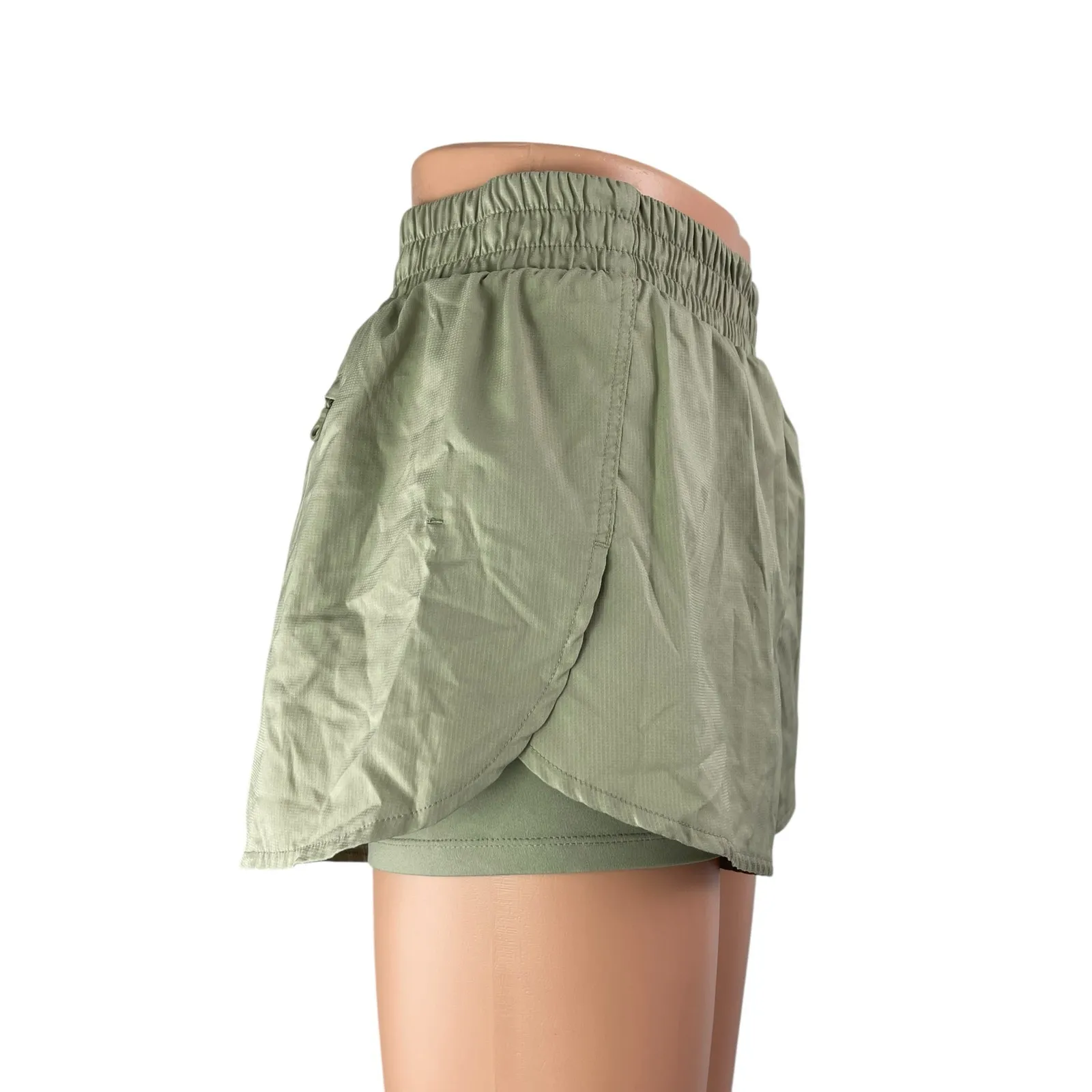 Girlfriend Collective Green High Rise Elastic Waist Activewear Mini Shorts Sz S - Image 2