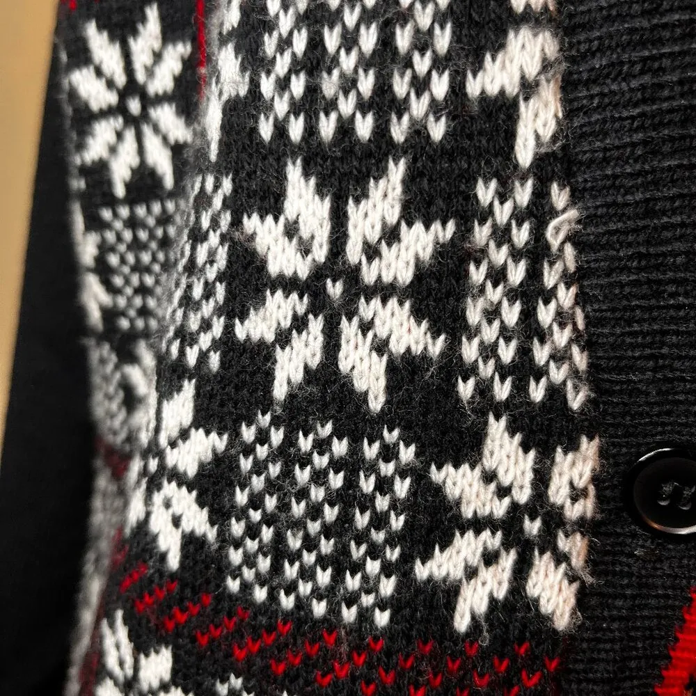 Womens NORTON MCNAUGHTON M Snowflake Fair Isle Nordic CHRISTMAS CARDIGAN SWEATER - Image 5