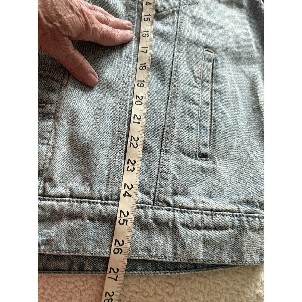 Pistola Womens Denim Oversize Jacket Sun Bleached Distressed Blue Sz XS/S - Image 9