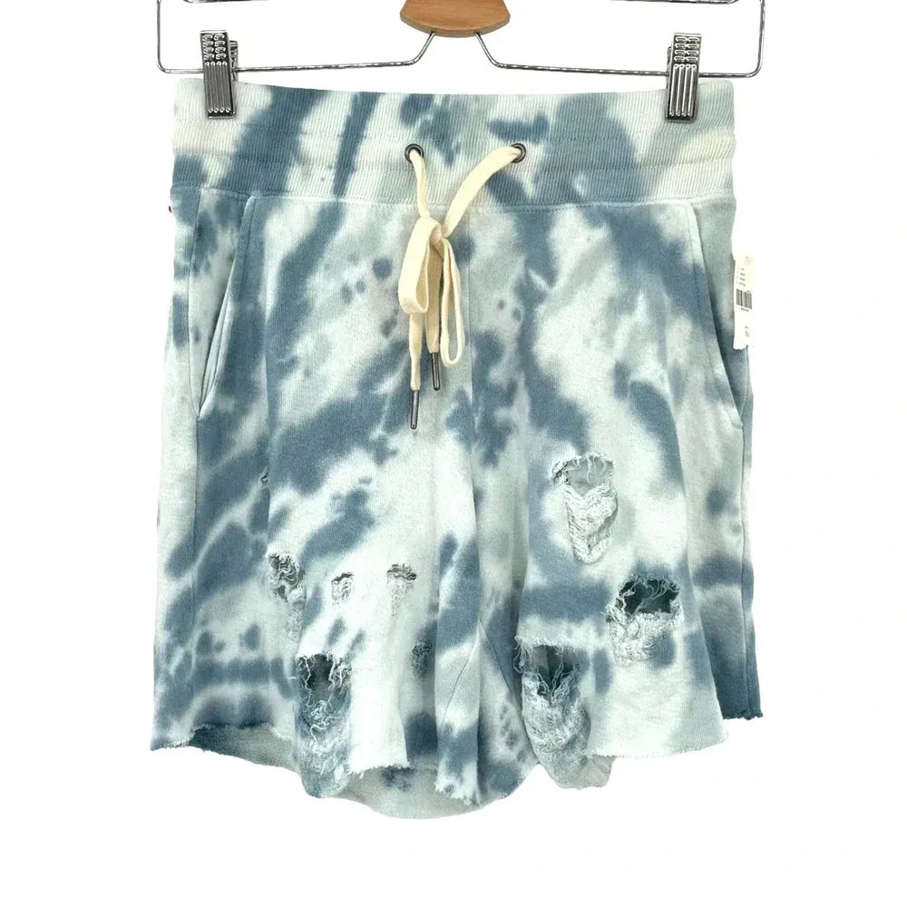 Anthropologie n:Philanthropy Coco Shorts Terry Knit Tie Dye Sky‎ Blue Size XS - Image 3