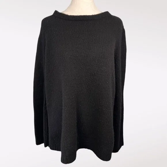 Inhabit Black Wool & Cashmere Blend Sweater Lightweight Relaxed Fit Large - Image 2