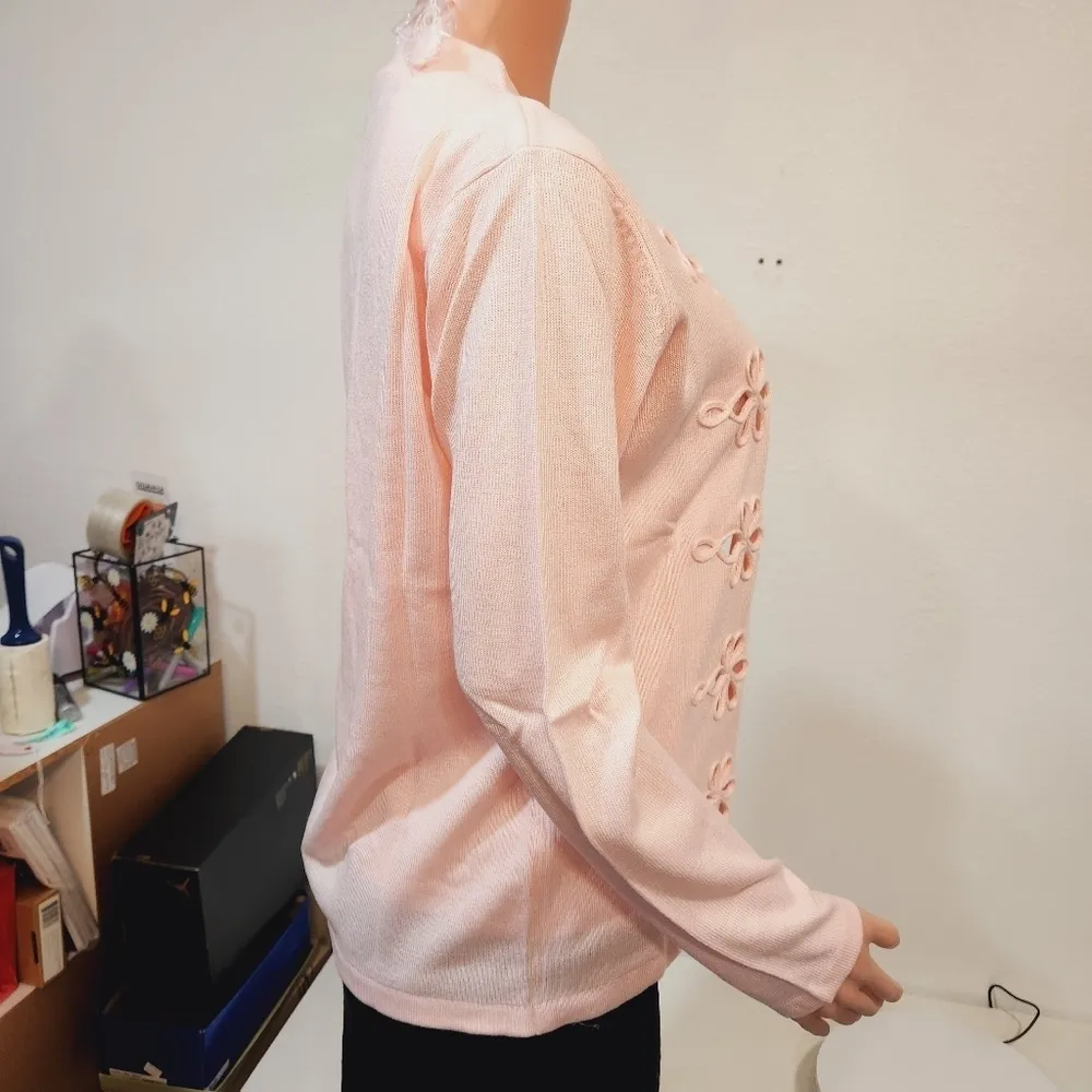 Susan Graver Pink Zip Front Cardigan Sweater & Matching Sweater Tank Size S - Image 8