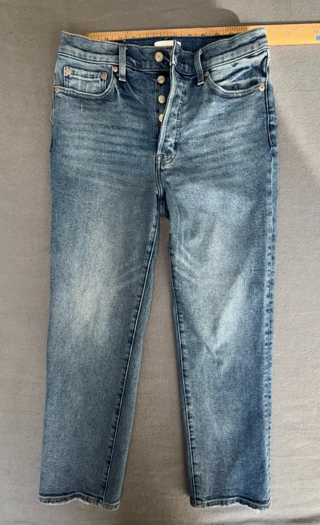 Pistola Button Fly High Rise cropped distressed Jeans Cotton Edgy Baddie 28 - Image 1