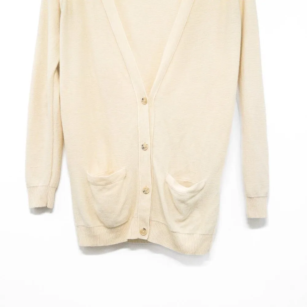 Jenni Kayne Cashmere Silk Blend Lightweight Cream Ivory Cardigan Sweater Top XS - Image 4