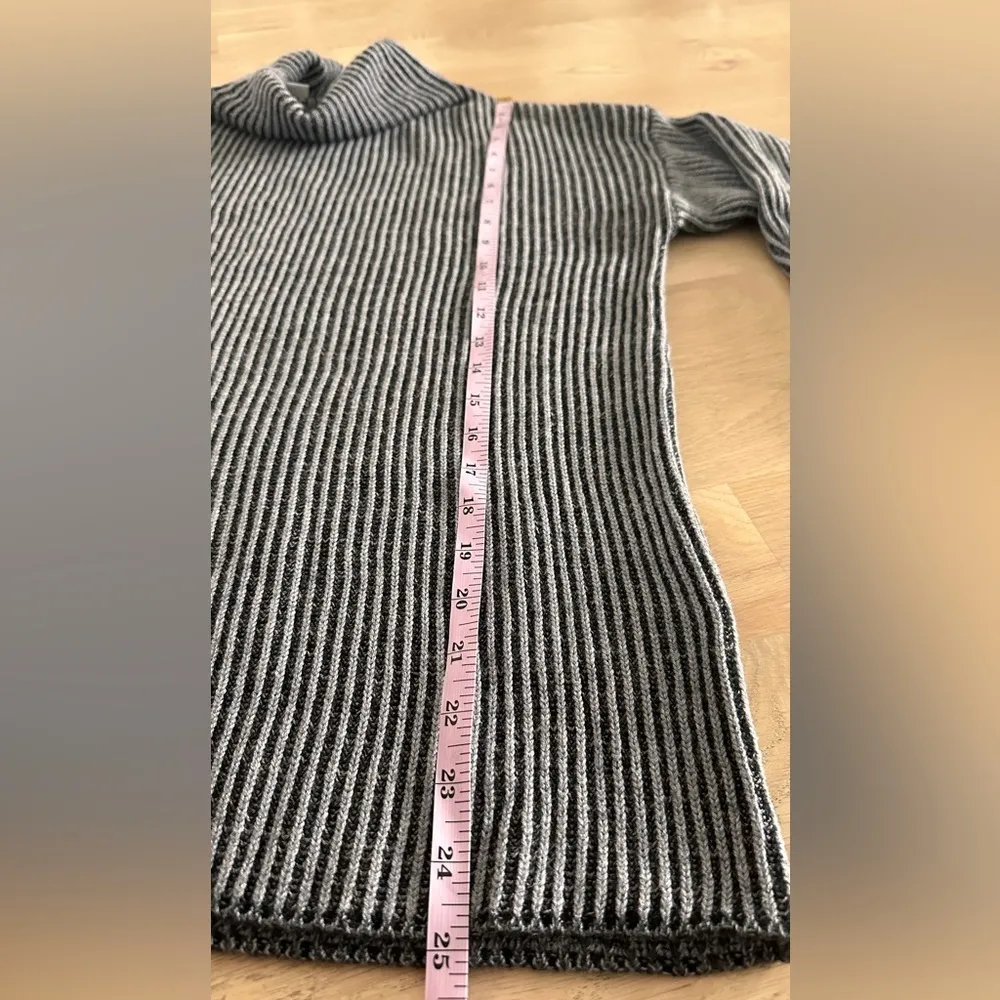 Varley Collins Tunic Sweater Merino Wool Blend Ribbed Knit Mockneck gray medium - Image 11