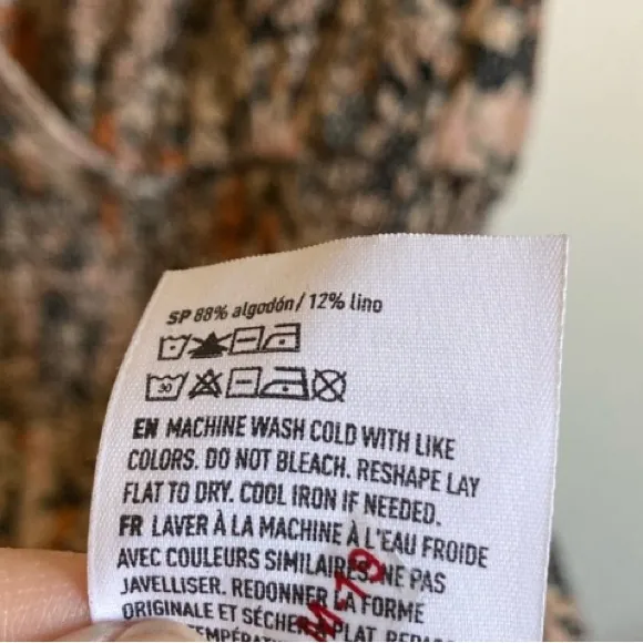 American Eagle Tan Floral Garden Party Linen Blend Tiered Mini Boho Dress #Pk - Image 4