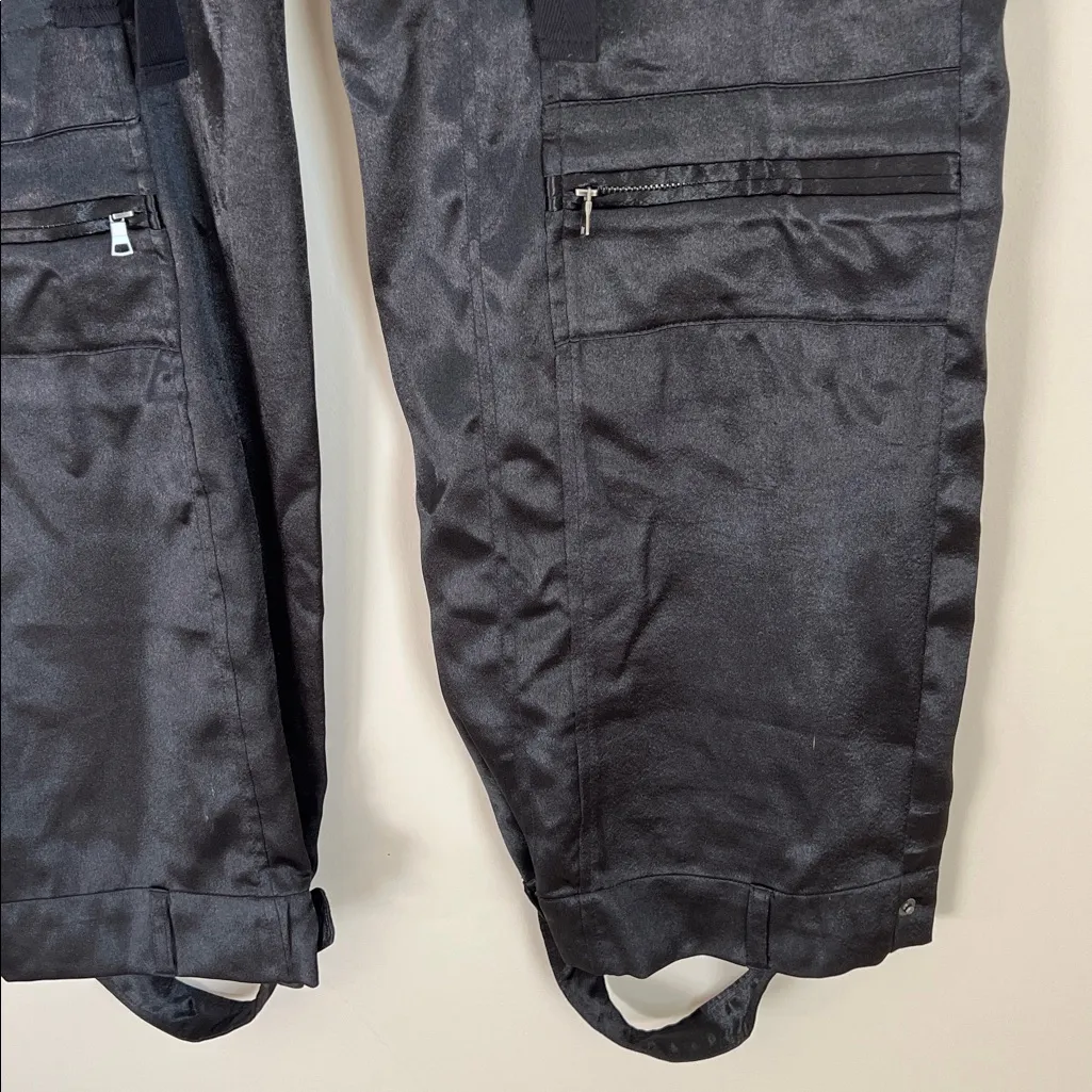 Free People Satin Cargo Pants Wide Leg Gothic Whimsical Sz Medium Baggy - Image 4