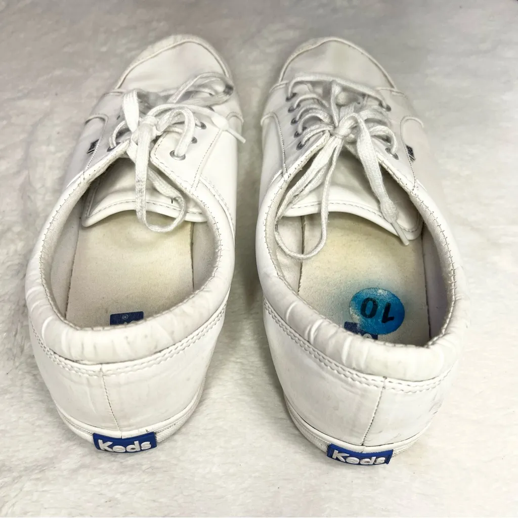 Keds Classic White Leather Lace Up Sneakers Size 10 - Image 6