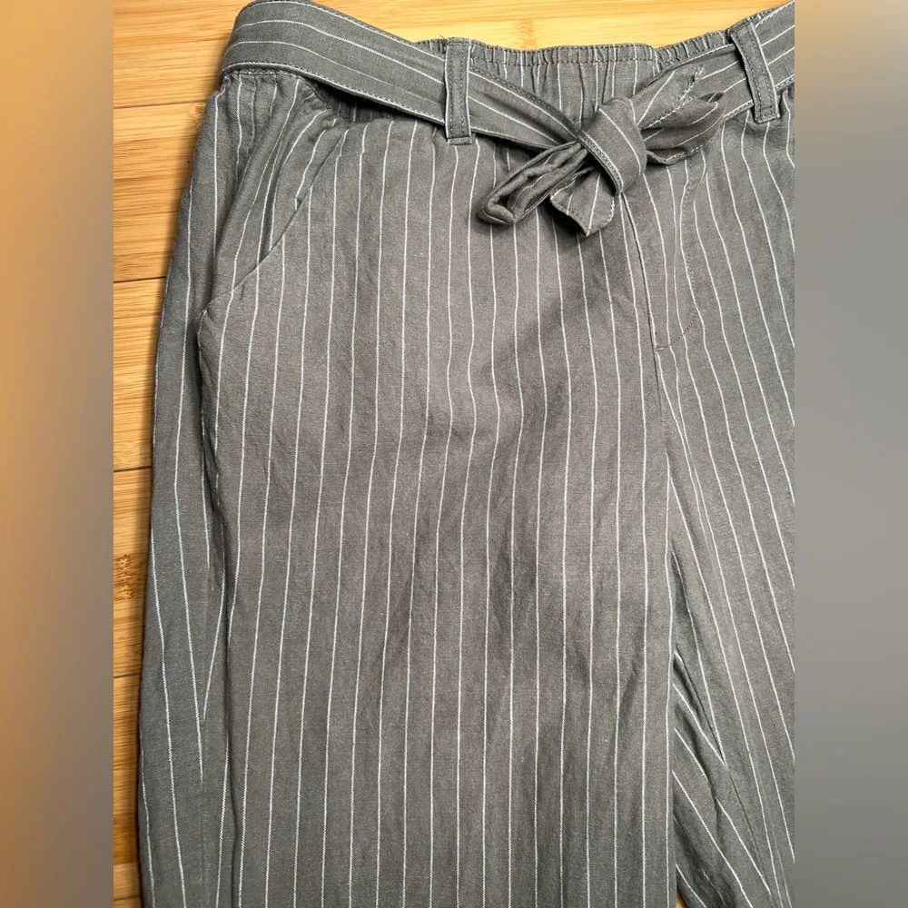 Canyon River Blues Women’s Pull-On Linen Blend Belted Striped Casual Pants|Sz:S - Image 4