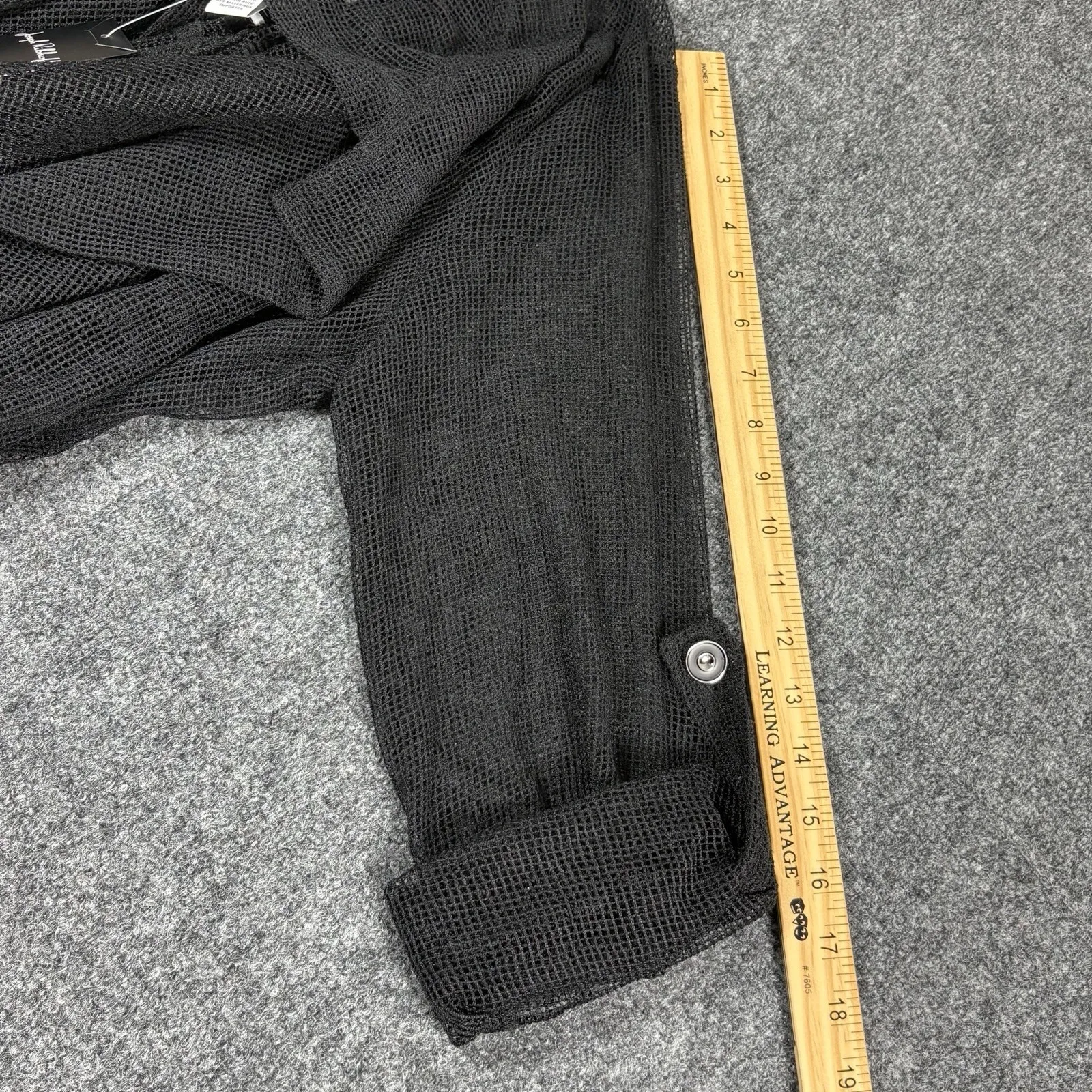 Joseph Ribkoff NEW Black Sheer Mesh Hooded Open Front Cardigan Top Jacket Sz 14 - Image 8