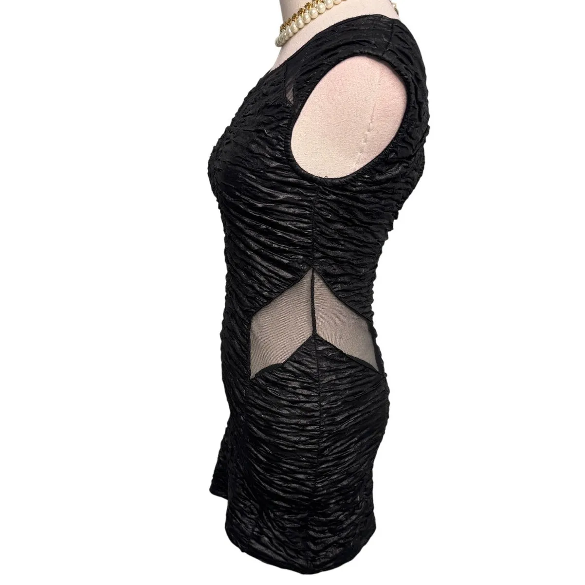 Y2K/90s vintage Easel black ruched and mesh going out dress size XS/S - Image 3