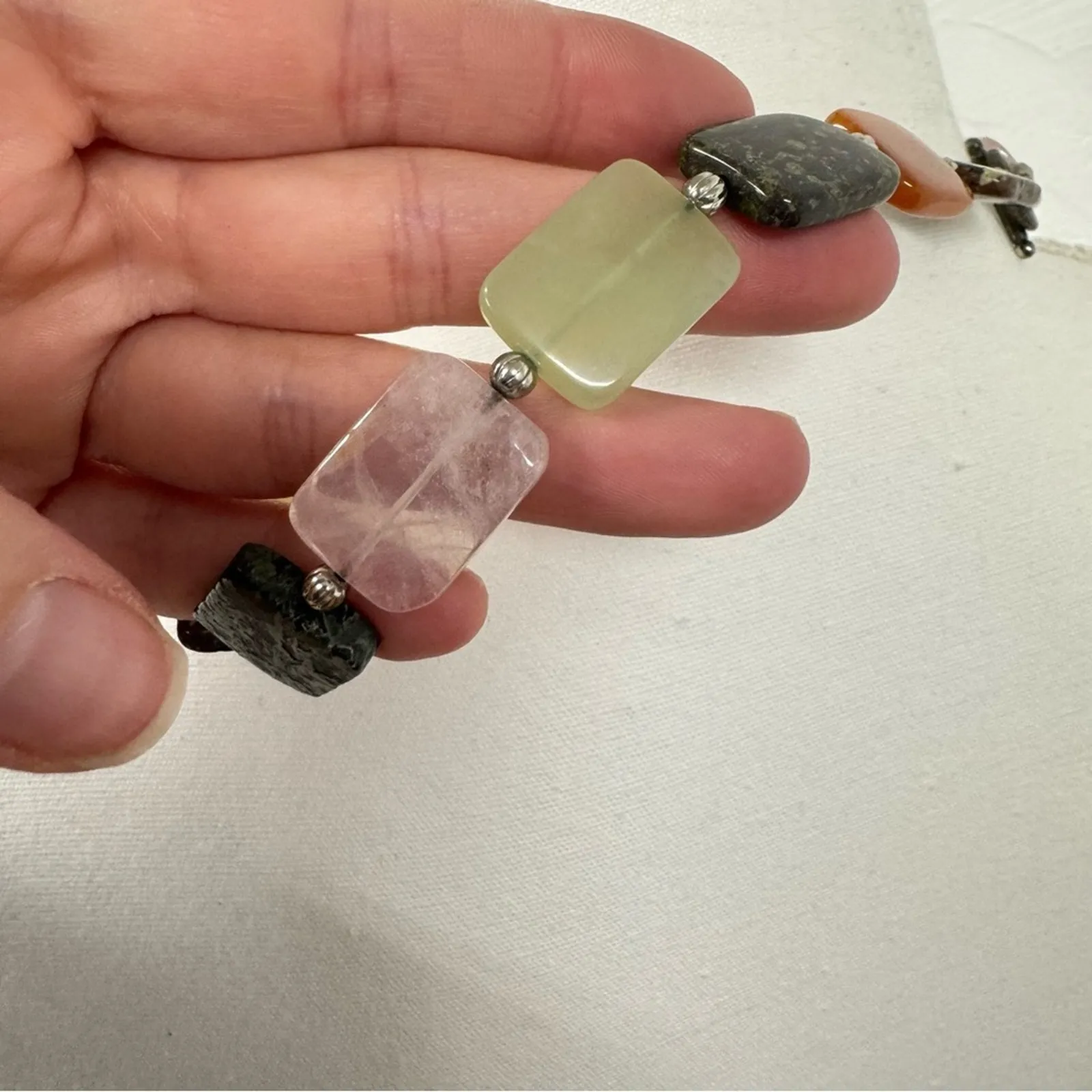 Handmade Colorful Stone Necklace Short Beaded Jewelry Womens Casual Green Pink - Image 8