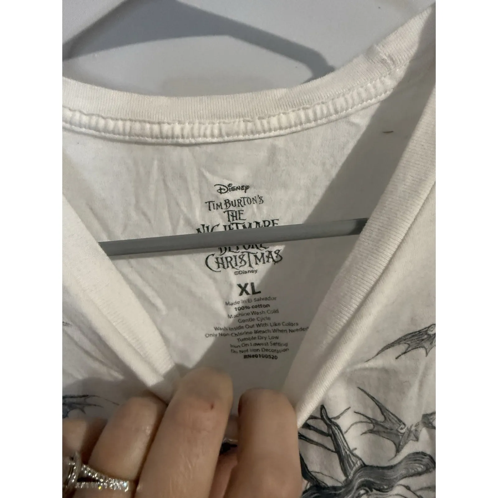 Disney The Nightmare Before Christmas XL White Sketch Style Graphic T Shirt - Image 3