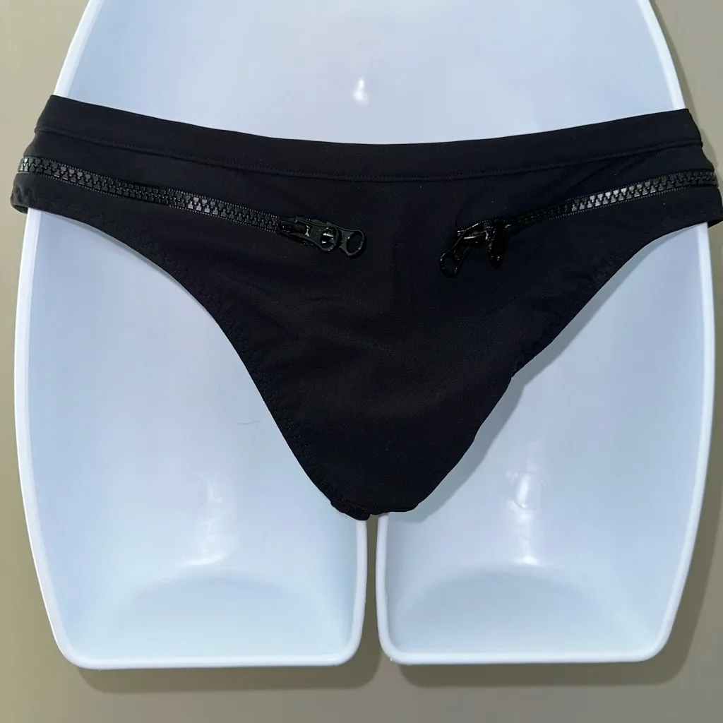 Agent Provocateur Blaize Zip Black‎ Bikini Bottom NWOT Size 1 (2) Black - Image 6