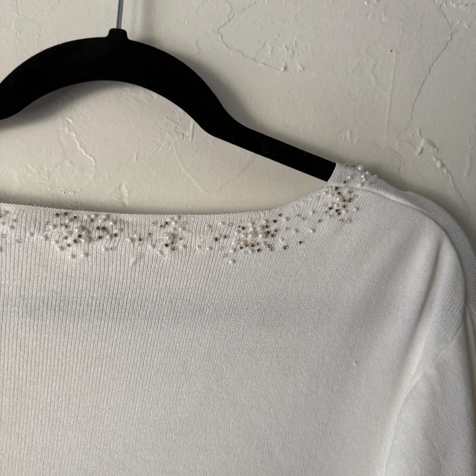 Coldwater Creek Embellished Beaded V Neck Long Sleeve Knit Top Y2k Fairy - Image 6