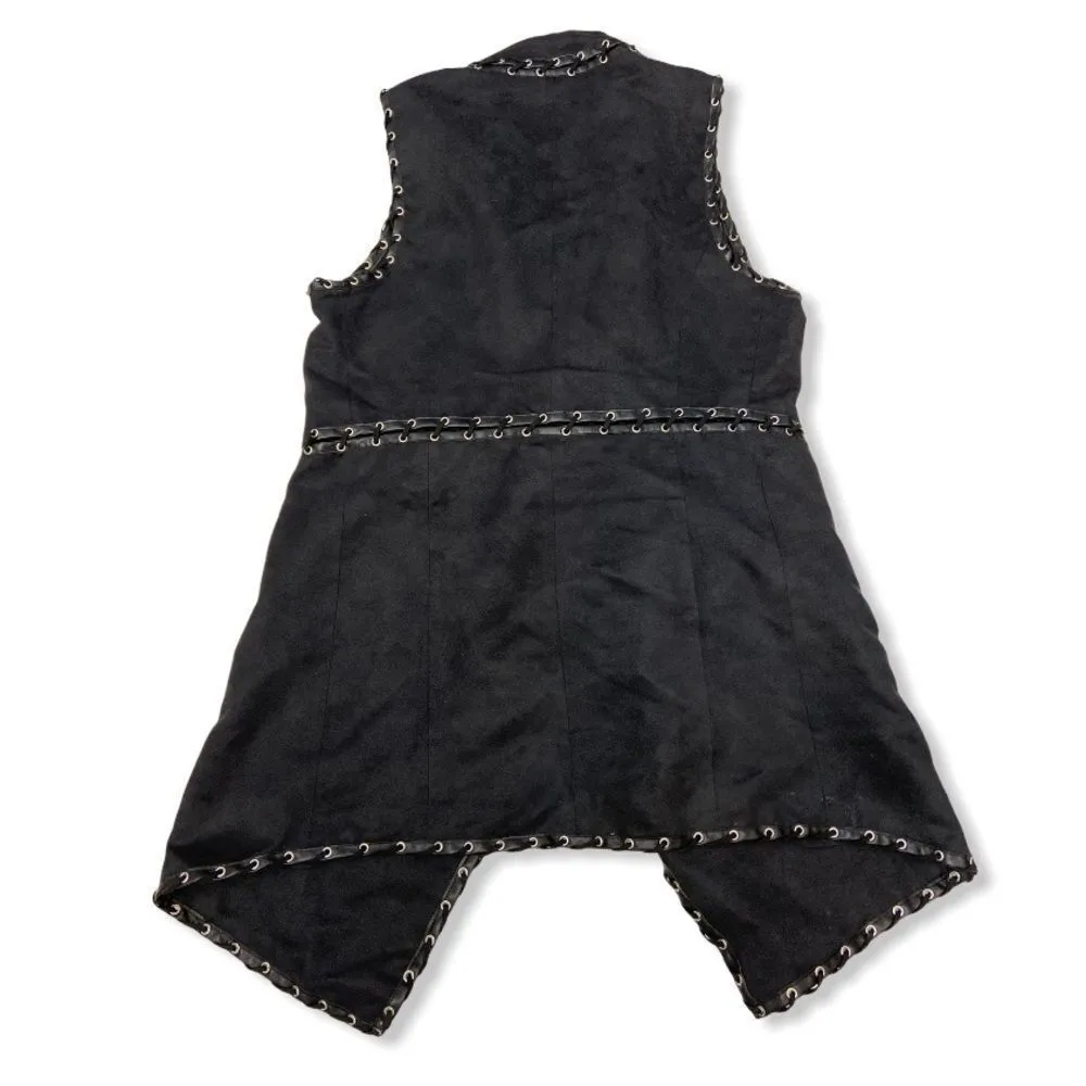 Carmen Marc Valvo Black Faux Suede Vest - Image 9