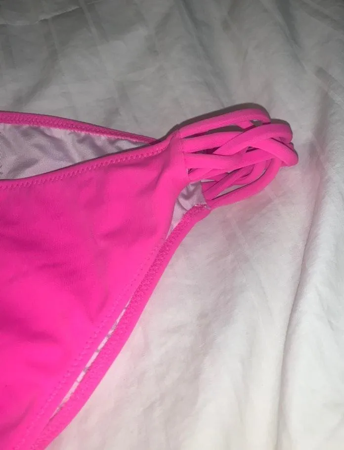 Pink Colorblock Crossover Bikini Set - Image 6
