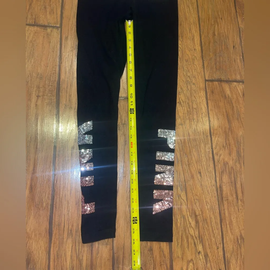 Victoria’s Secret PINK ombré bling black yoga leggings pants woman’s XS - Image 7