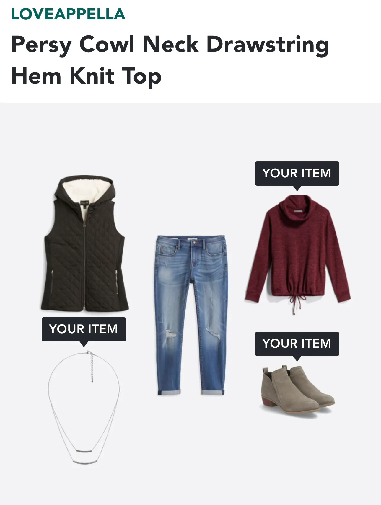 Loveappella Loveapella Evie Draw String Funnel Neck - Image 2