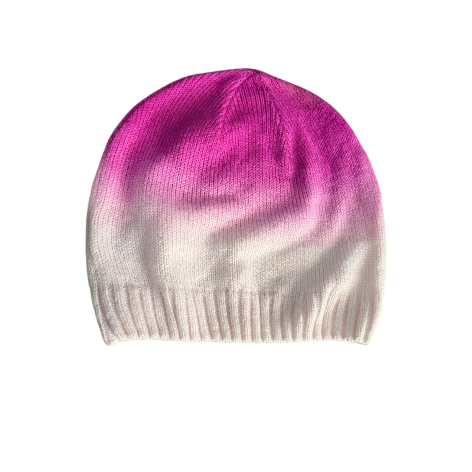 Old Navy Ombre Pink White Knit Beanie Hat Womens One Size Acrylic - Image 2