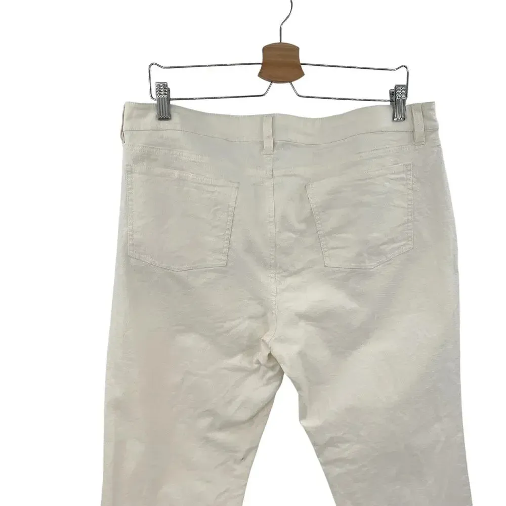 Eileen Fisher Textured Cream Skinny Ankle Jeans Organic‎ Cotton Size 14 - Image 8